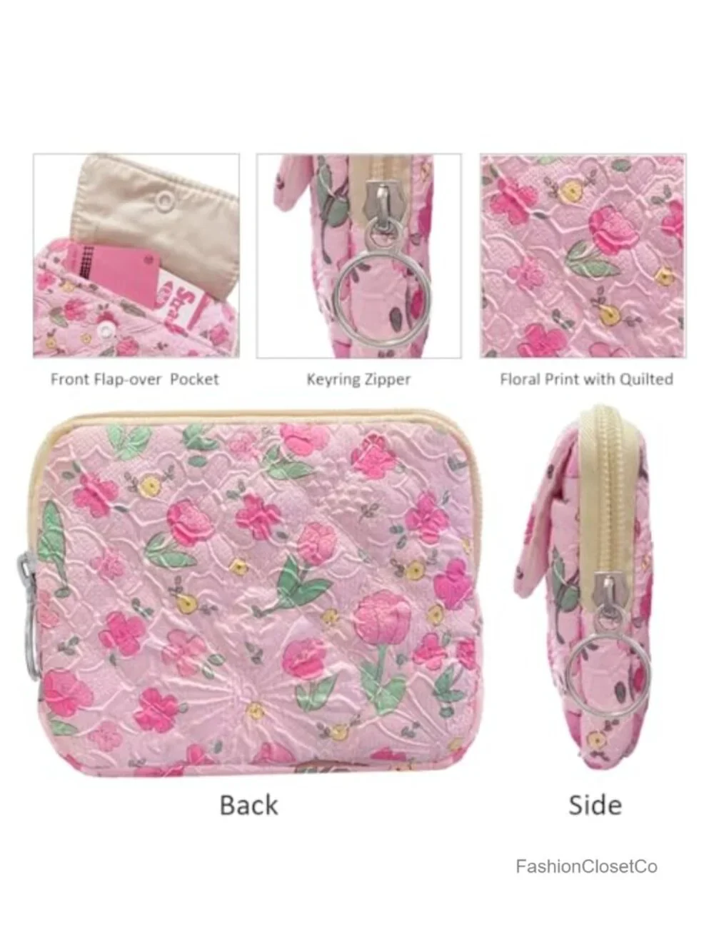 Cotton Quilted Small Coin Purse Digital Camera Pouch Zipper Wallet
